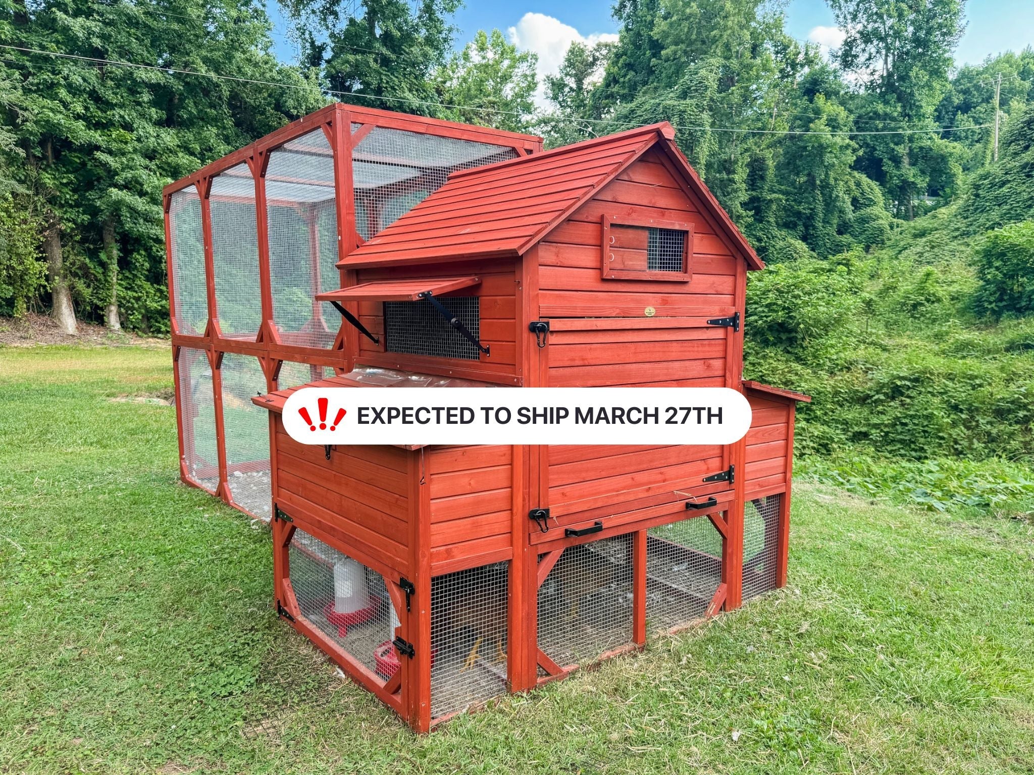 Chicken Coop for 10+ Chickens – Rhode Island Homestead XL Coop with Run Extension