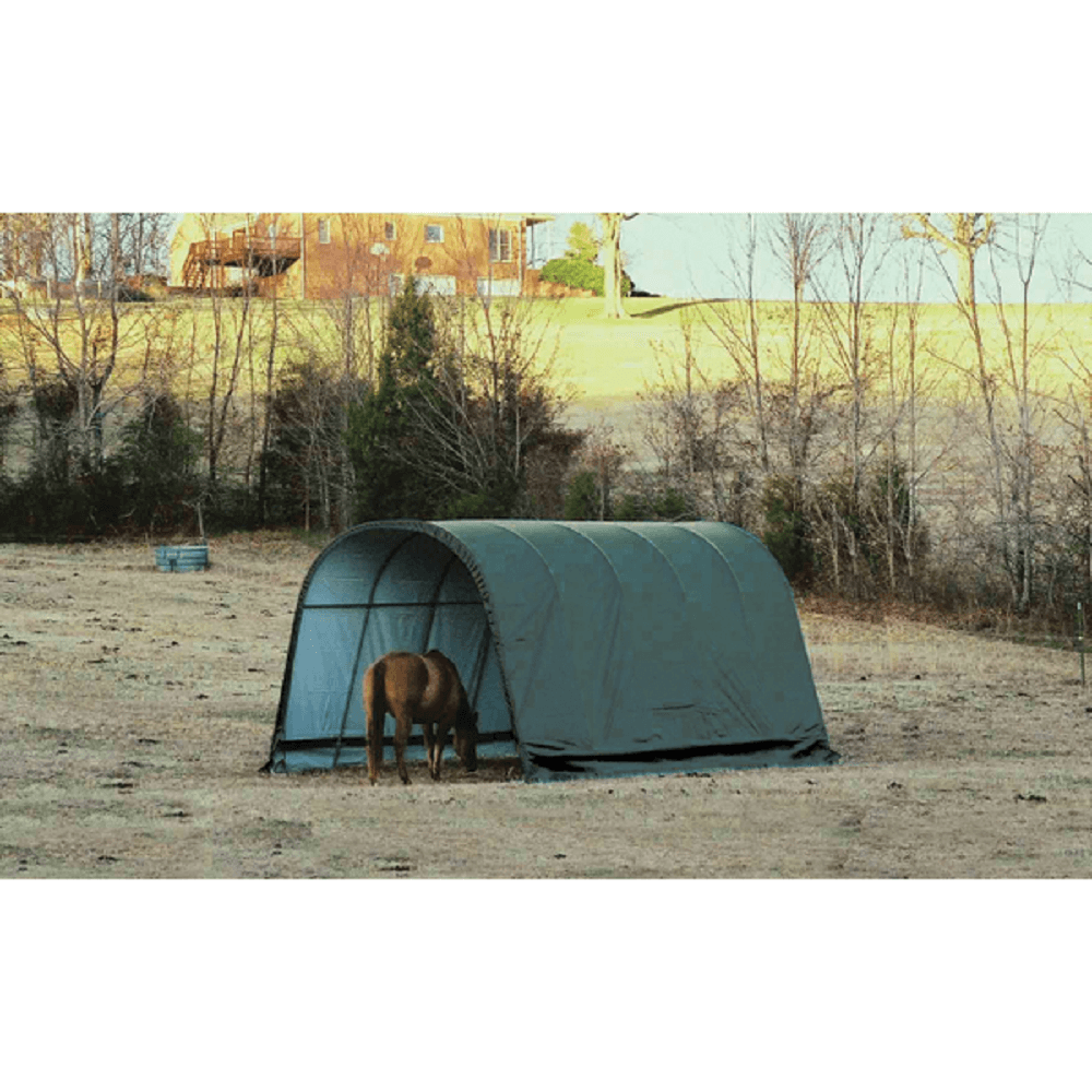 ShelterLogic 12x20x10 Round Style Run-In Shelter with Green Cover