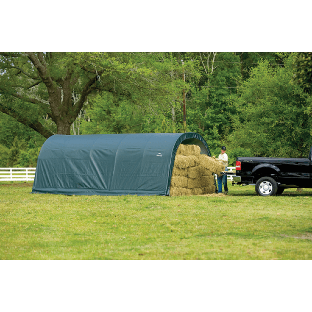ShelterLogic 12x20x8 Round Style Run-In Shelter in Green