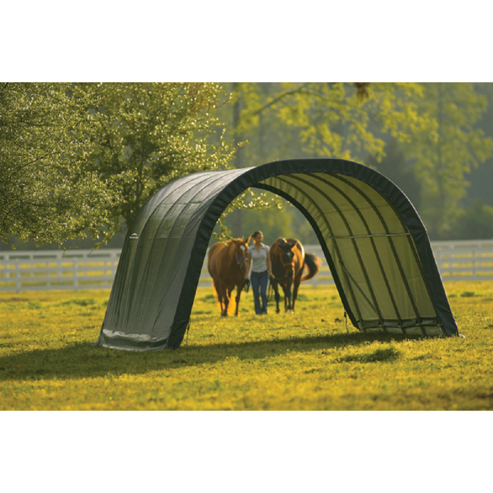 ShelterLogic 12x20x8 Round Style Run-In Shelter in Green