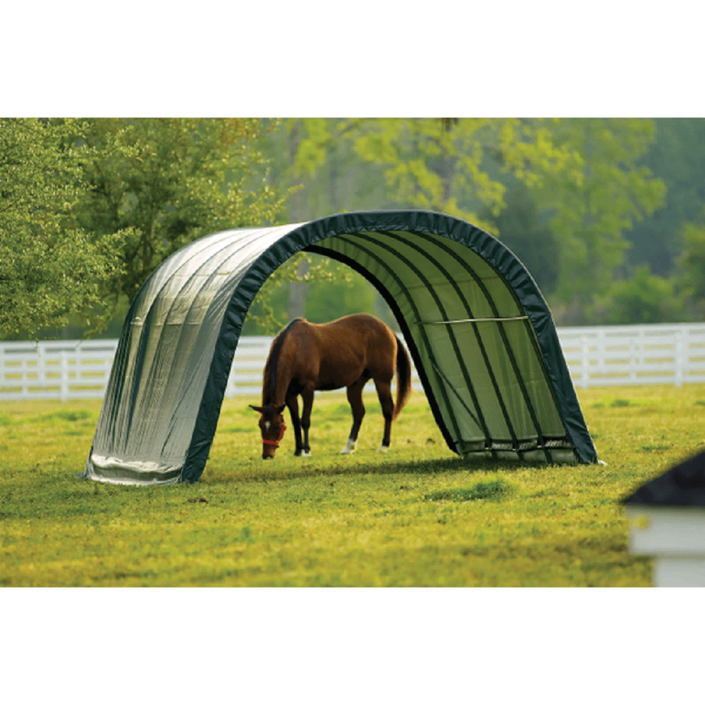 ShelterLogic 12x20x8 Round Style Run-In Shelter in Green