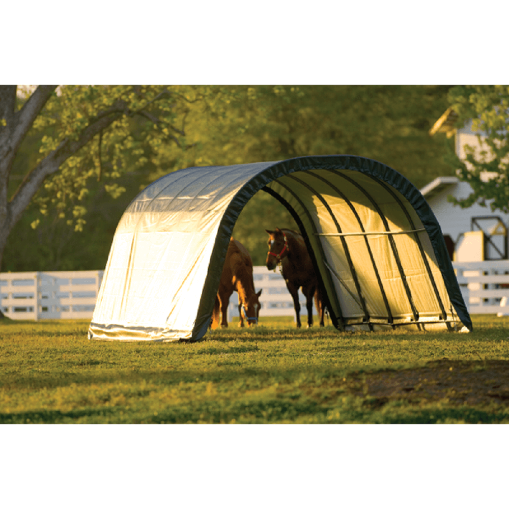 ShelterLogic 12x20x8 Round Style Run-In Shelter in Green